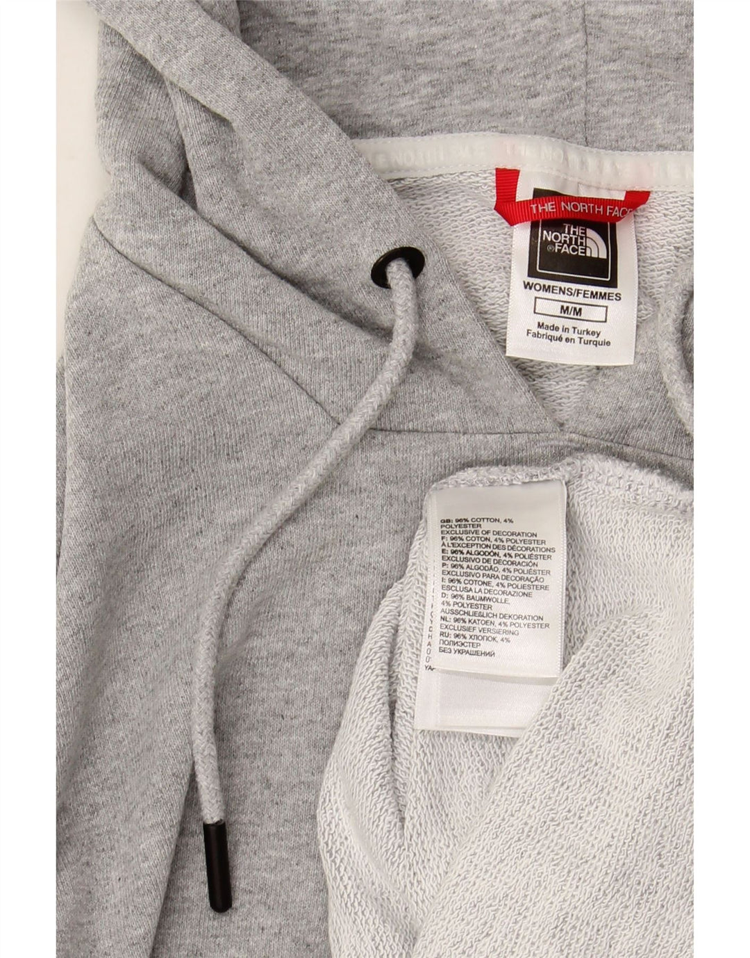 THE NORTH FACE Pull à capuche court graphique pour femme UK 14 Coton gris moyen