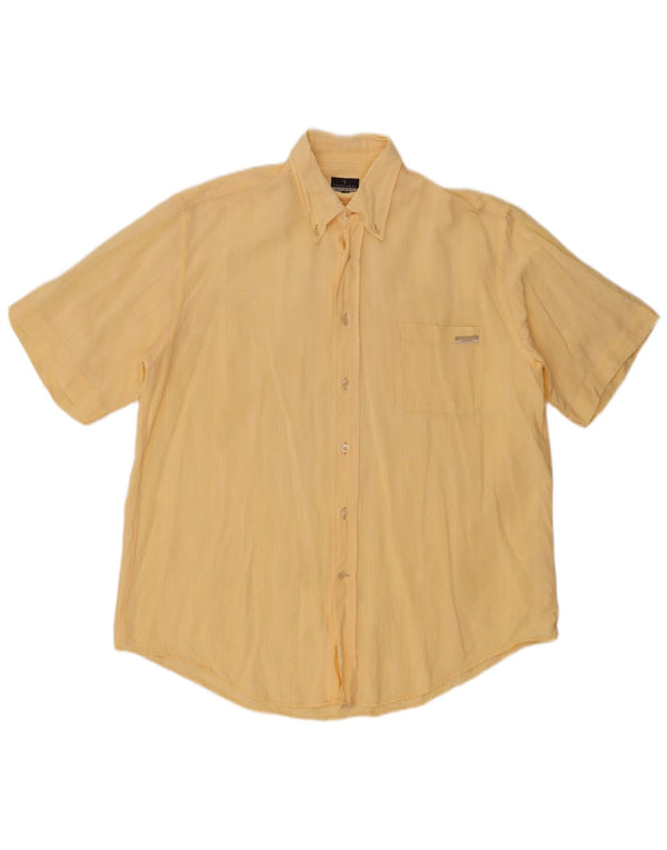 Trussardi Chemise à manches courtes XL en coton rayé jaune