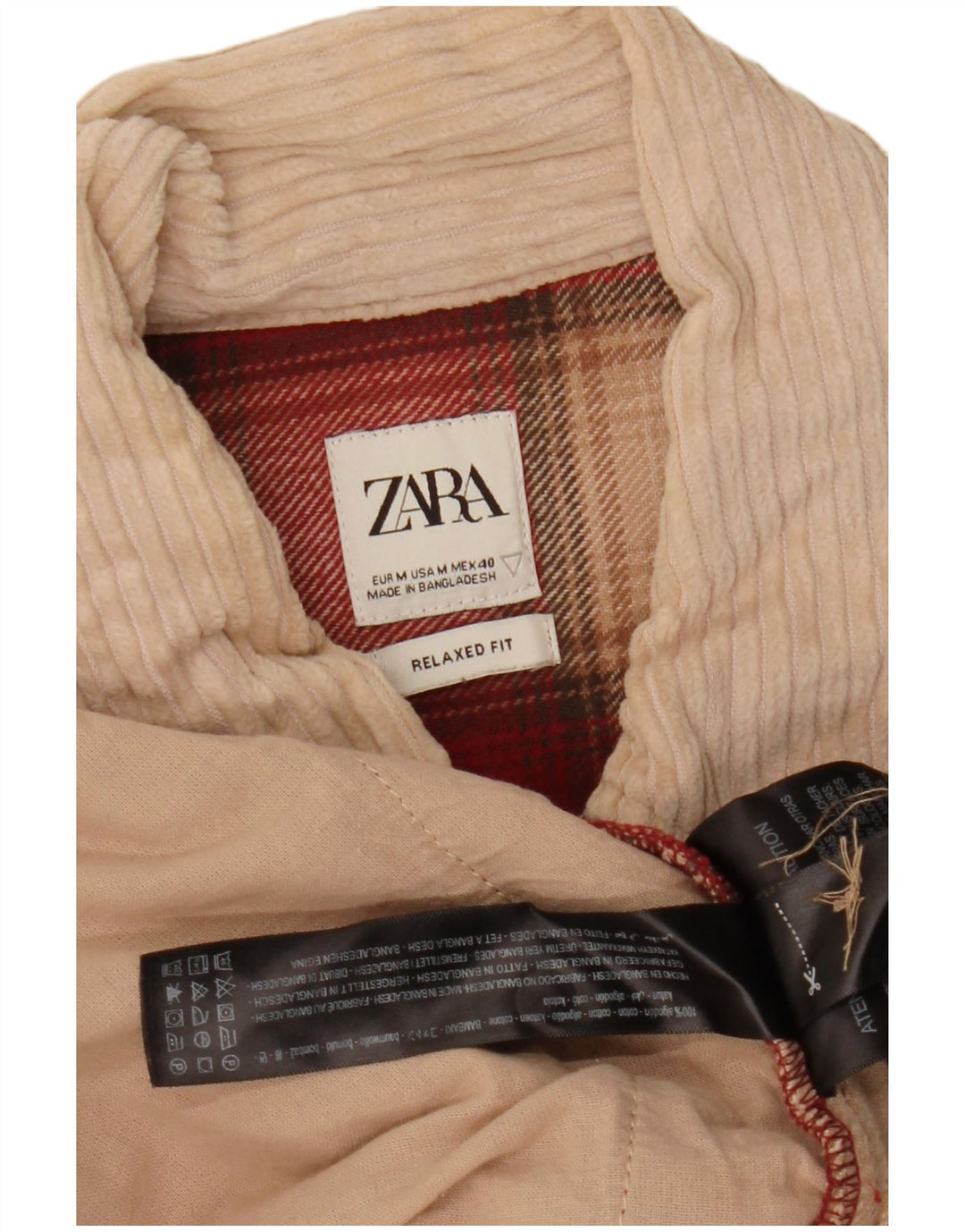 Zara Homme Surchemise Coupe décontractée Chemise en flanelle Rouge moyen à carreaux en coton