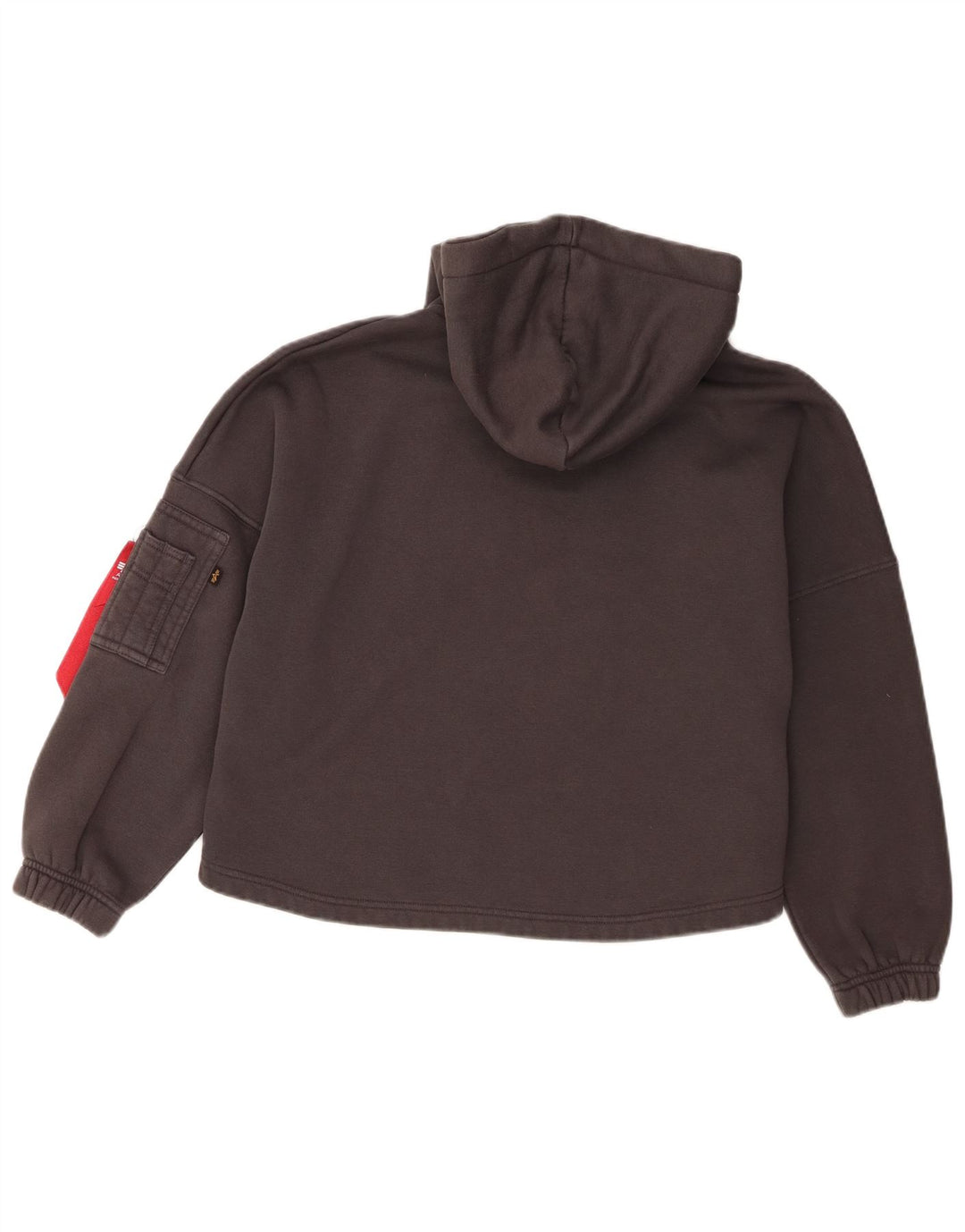 Alpha Industries Pull à capuche court surdimensionné pour femme UK 10 Petit Gris
