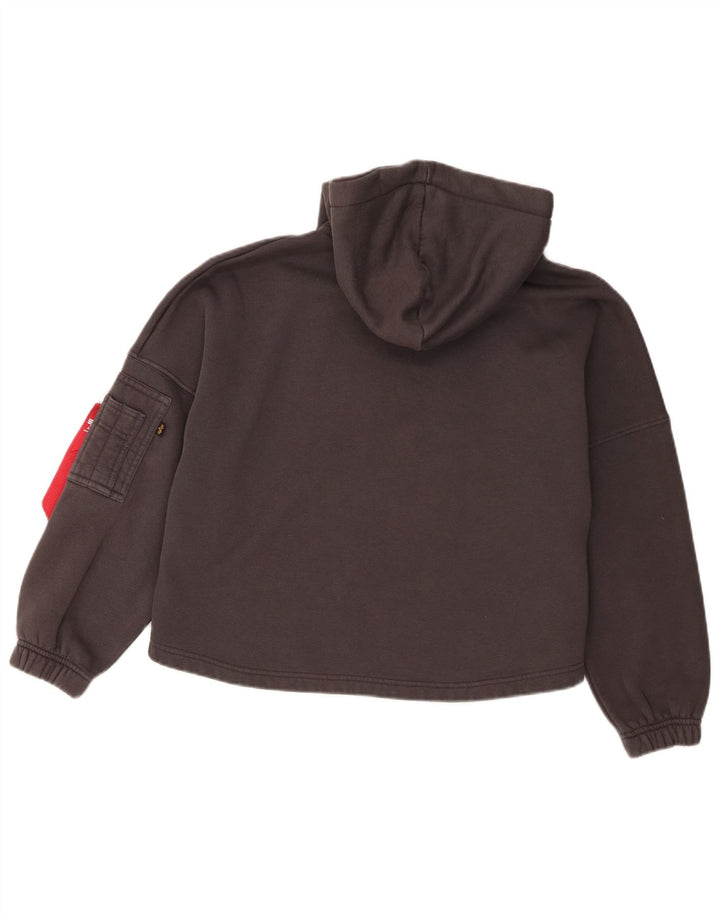 Alpha Industries Pull à capuche court surdimensionné pour femme UK 10 Petit Gris