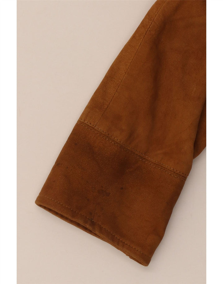 veste en daim femme vintage UK 14 Grand cuir brun