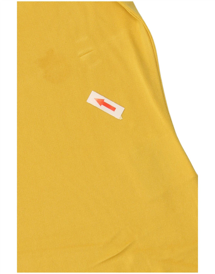 VINTAGE T-Shirt Femme Top UK 16 Grande Soie Jaune