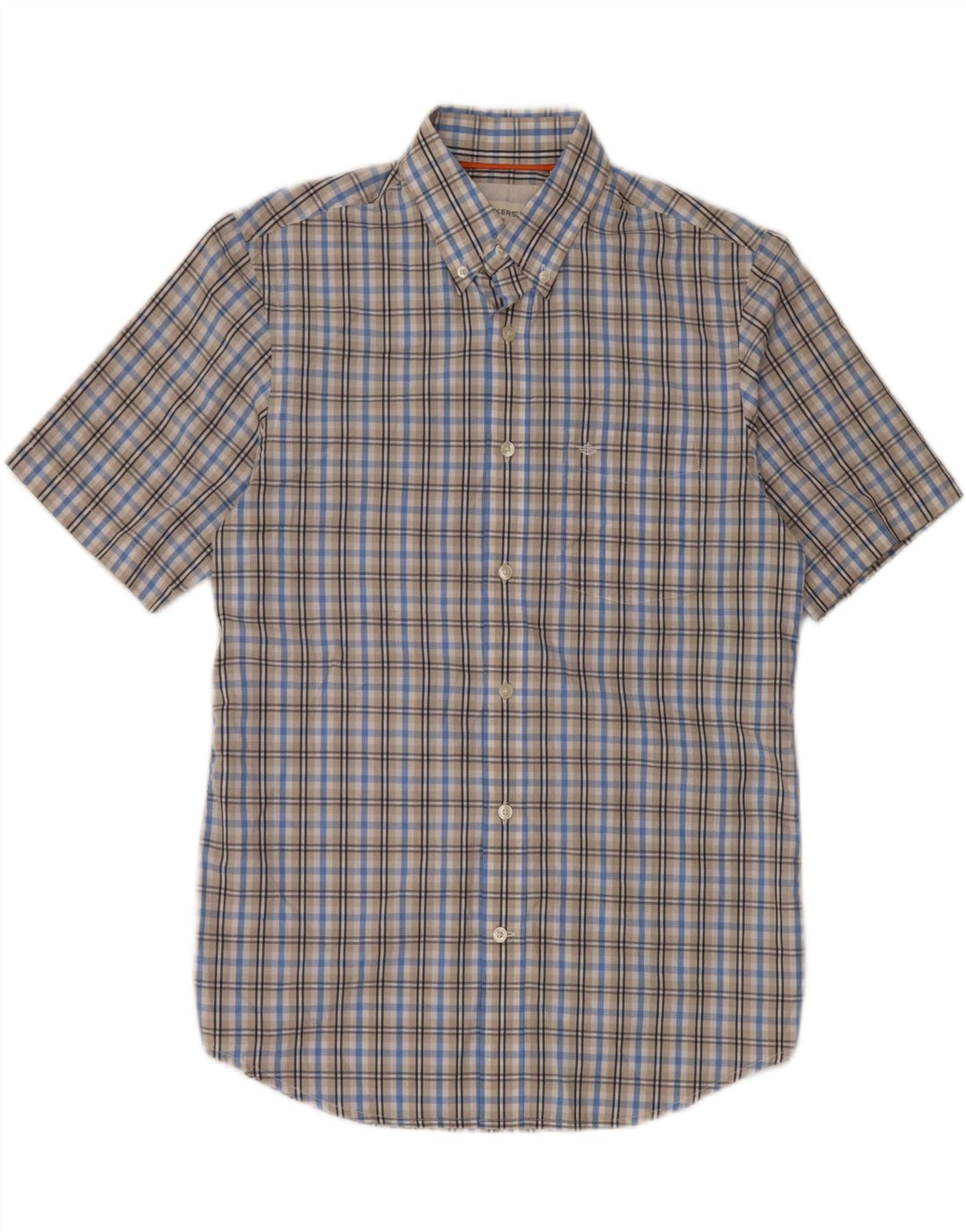 DOCKERS Chemise à Manches Courtes Homme Petit Carreau Bleu Coton