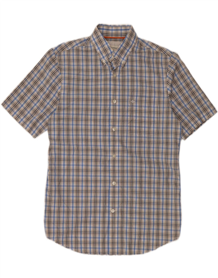 DOCKERS Chemise à Manches Courtes Homme Petit Carreau Bleu Coton