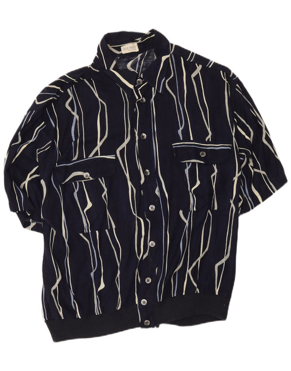 Tilmas Chemise à manches courtes pour homme, grande taille, rayée bleu marine