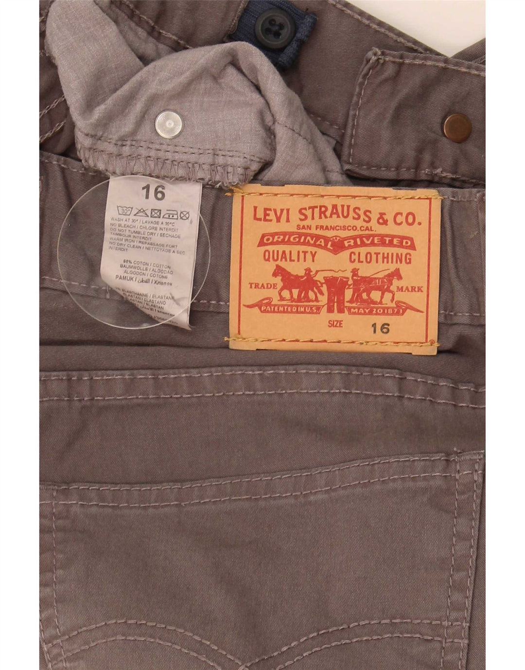 Levi's Bermuda Cargo Garçon 15-16 ans W28 Gris Coton