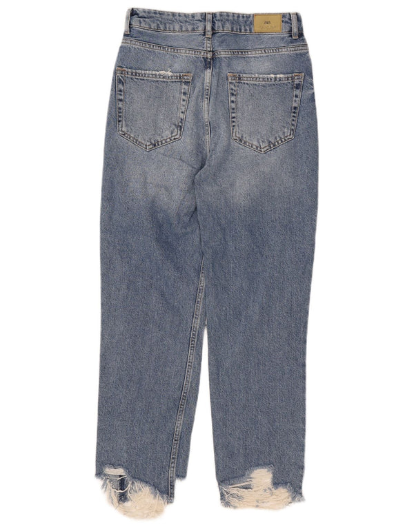 Zara Jean droit vieilli pour femme EU 36 XS W26 L26 Bleu