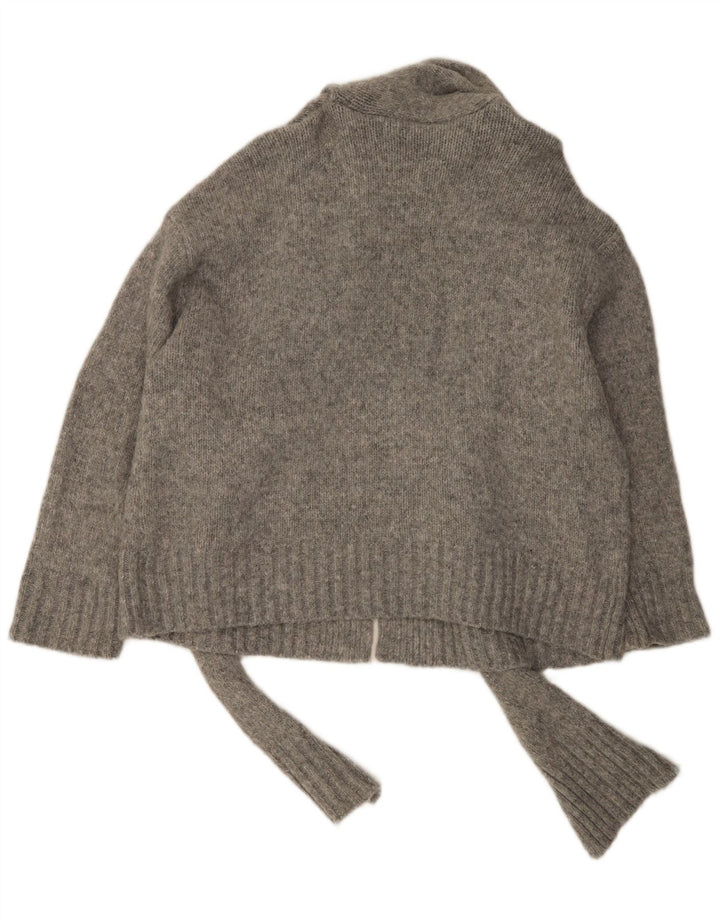 Zara Cardigan surdimensionné à nouer sur le devant pour femme UK 16 Grand nylon gris