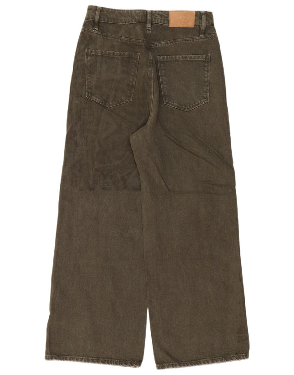 Zara Jean taille haute jambe large pour femme EU 36 XS W26 L27 Kaki