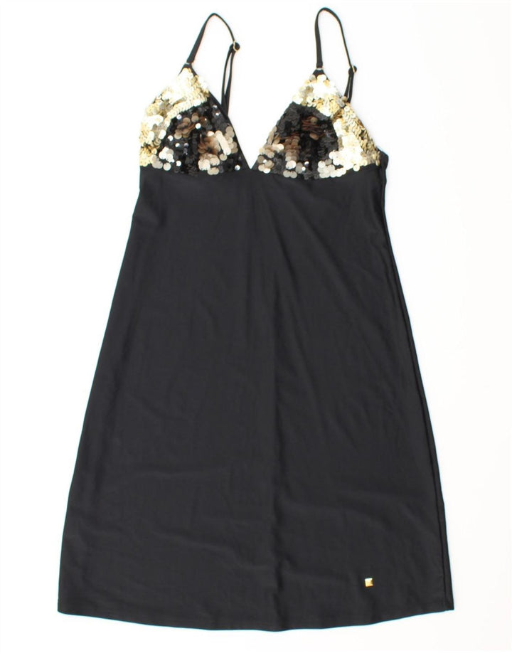 LEVANTE Womens Slip Dress UK 12 Medium Black Polyamide Vintage Levante and Second-Hand Levante from Messina Hembry 