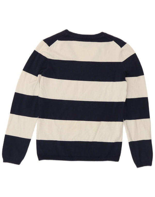 Tommy Hilfiger Pull col V pour femme UK 12 Bleu marine moyen rayé