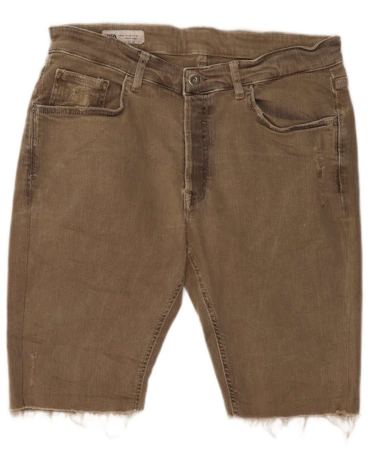ZARA Short en jean vieilli pour homme EU 46 XL W36 Kaki