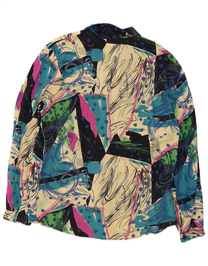 vintage Womens Abstract Pattern Shirt Blouse UK 16 Grand Multicolore