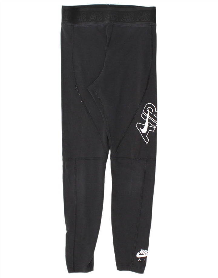 NIKE Womens Graphic Leggings UK 12 Medium  Black Cotton