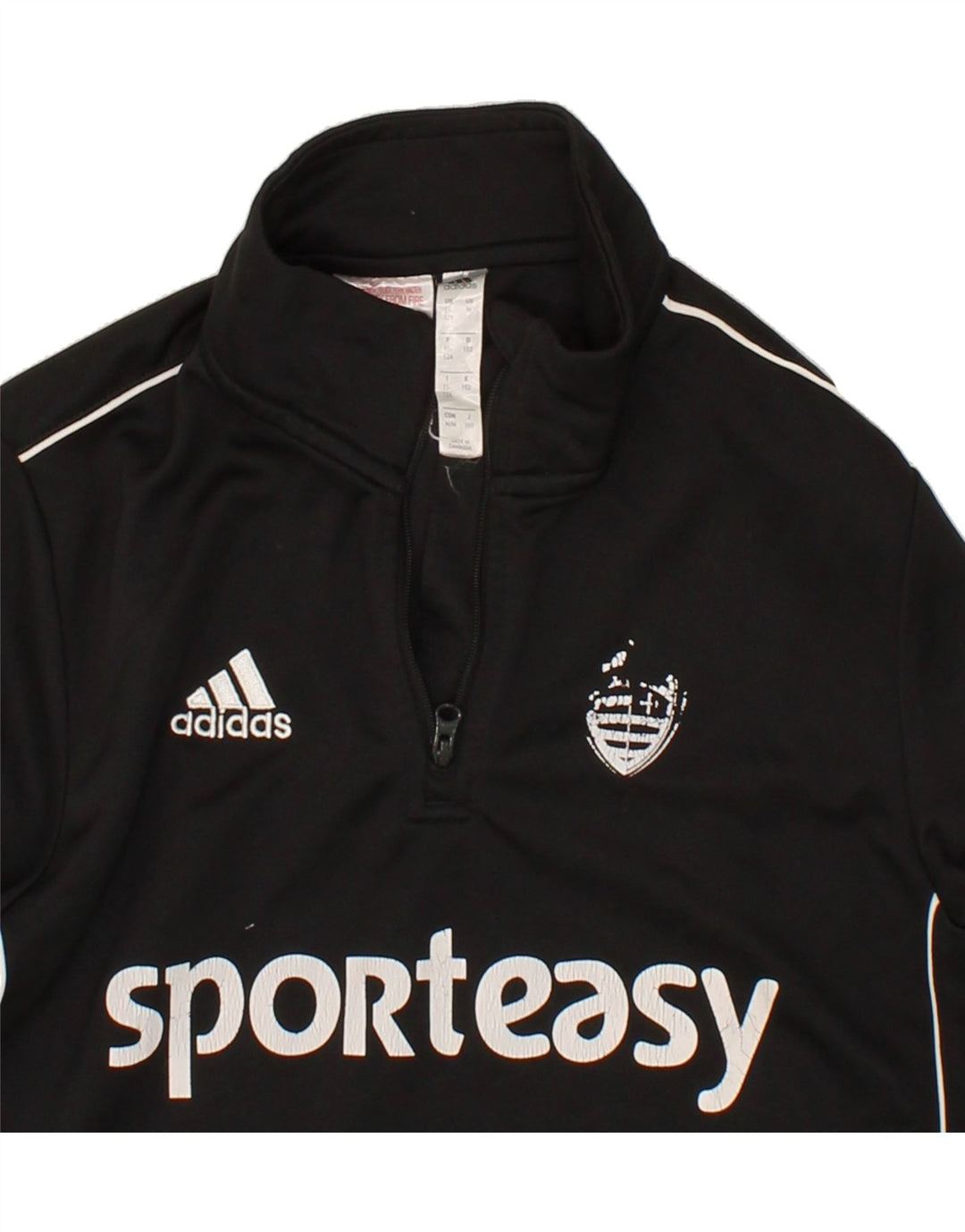 ADIDAS Boys Aeroready Zip Neck Pullover Tracksuit Top 11-12 Years Black Vintage Adidas and Second-Hand Adidas from Messina Hembry 