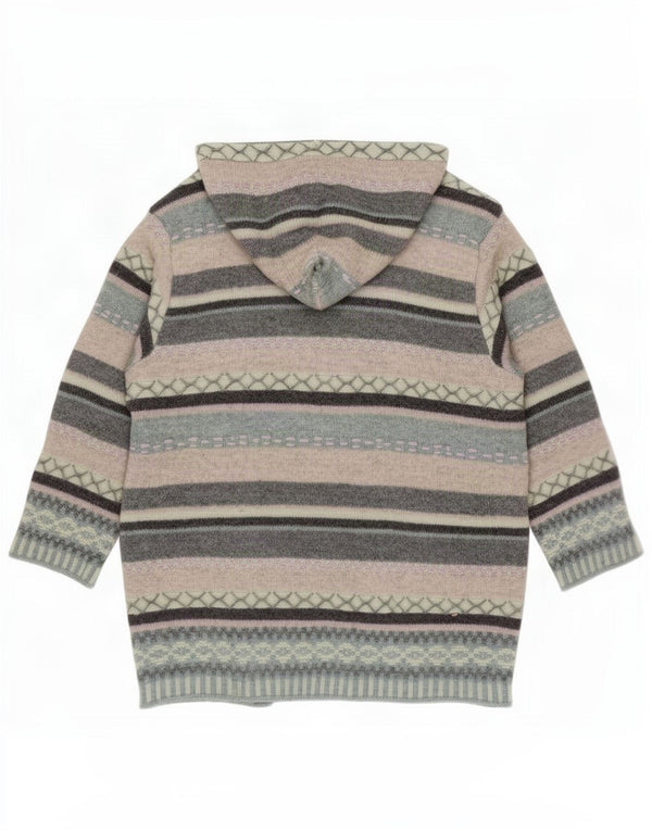 Benetton Cardigan long à capuche pour femme UK 16 Large Rayé Vert