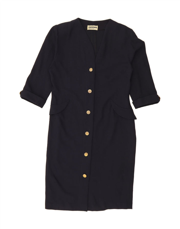MIMMINA Womens 3/4 Sleeve Sheath Dress UK 14 Medium Navy Blue Vintage MIMMINA and Second-Hand MIMMINA from Messina Hembry 