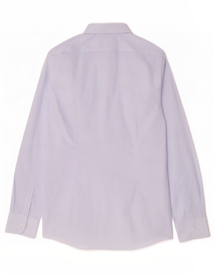 Marks & Spencer Chemise Slim Homme UK 39/40 15 1/2 Bleu Moyen Polyester