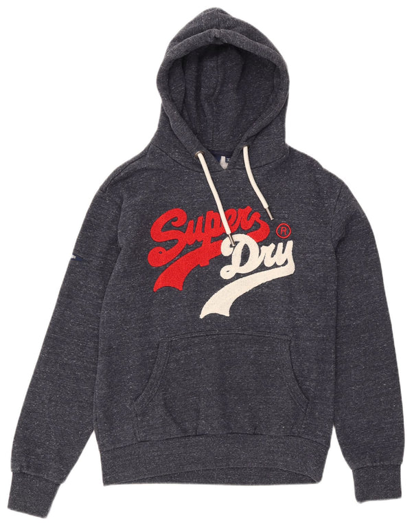 Superdry Pull à capuche graphique en coton moucheté bleu marine pour homme