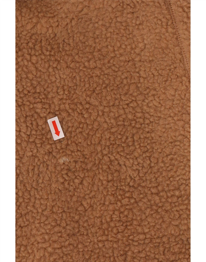 vintage Mens Fleece Réversible Gilet UK 38 Polyester Beige Moyen