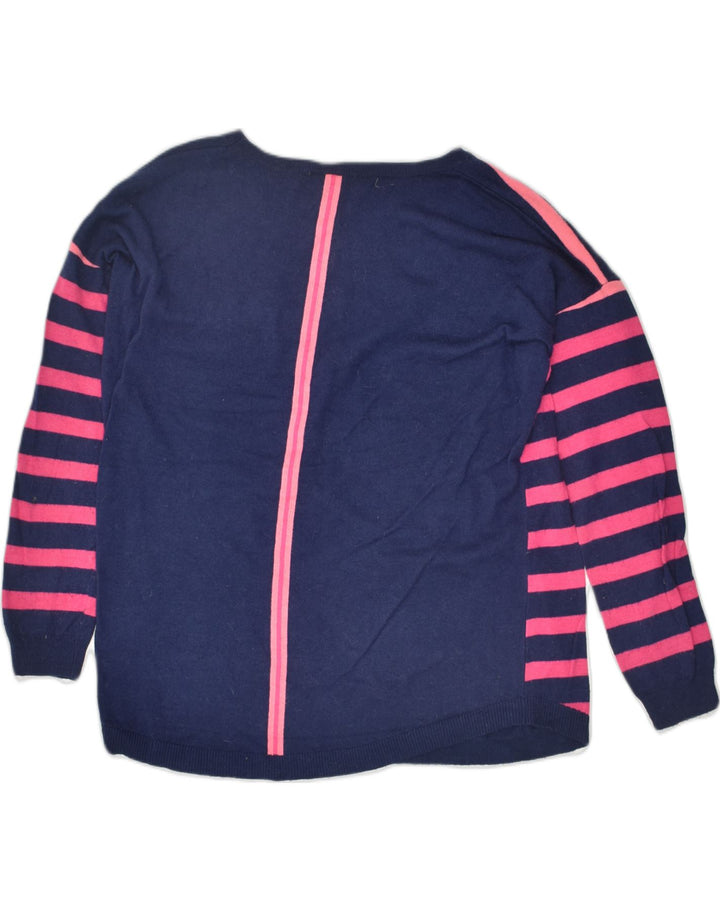 OASIS Womens Crew Neck Jumper Sweater UK 14 Medium Pink Striped Viscose | Vintage Oasis | Thrift | Second-Hand Oasis | Used Clothing | Messina Hembry 