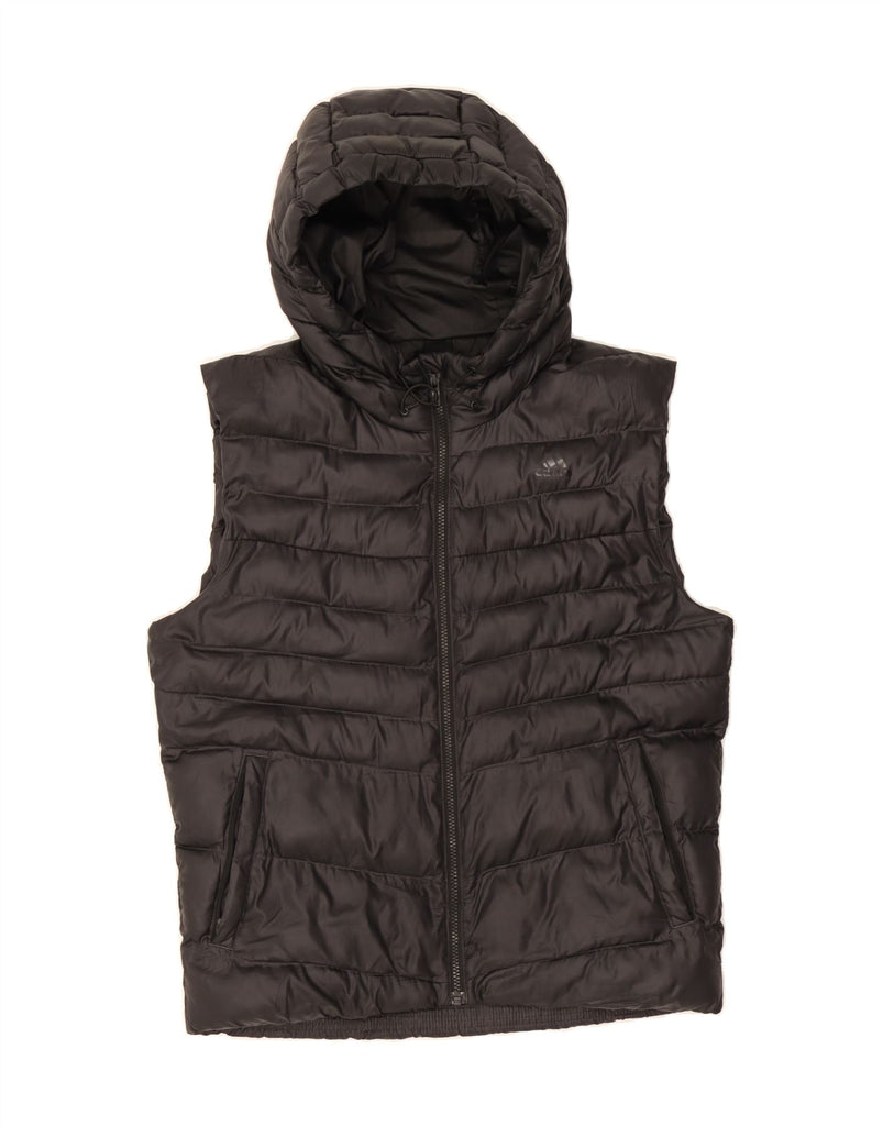 ADIDAS Mens Hooded Padded Gilet UK 36 Small Black Polyester Vintage Adidas and Second-Hand Adidas from Messina Hembry 