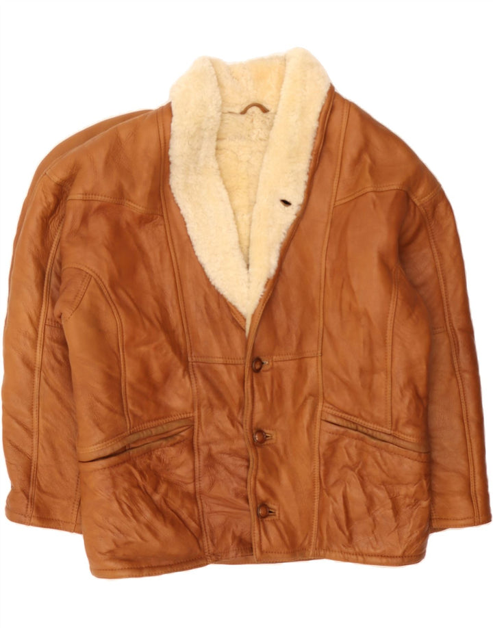 VINTAGE Veste en peau de mouton pour homme IT 52 XL Marron