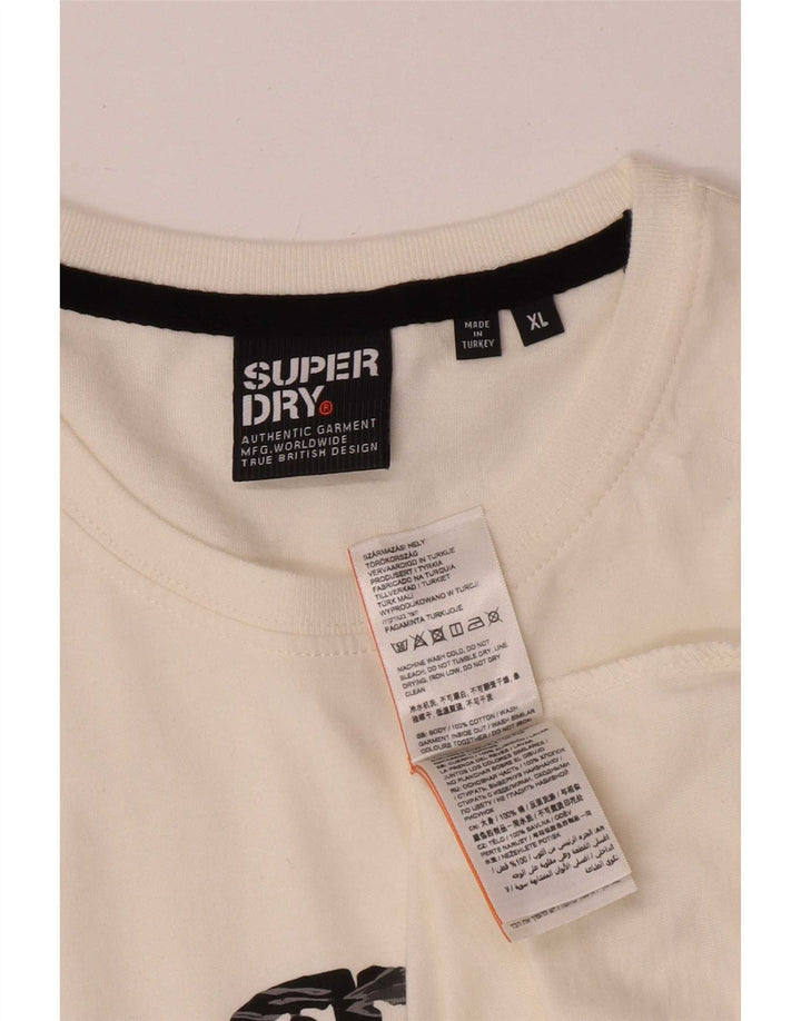 Superdry T-Shirt Graphique Top XL Coton Blanc Homme