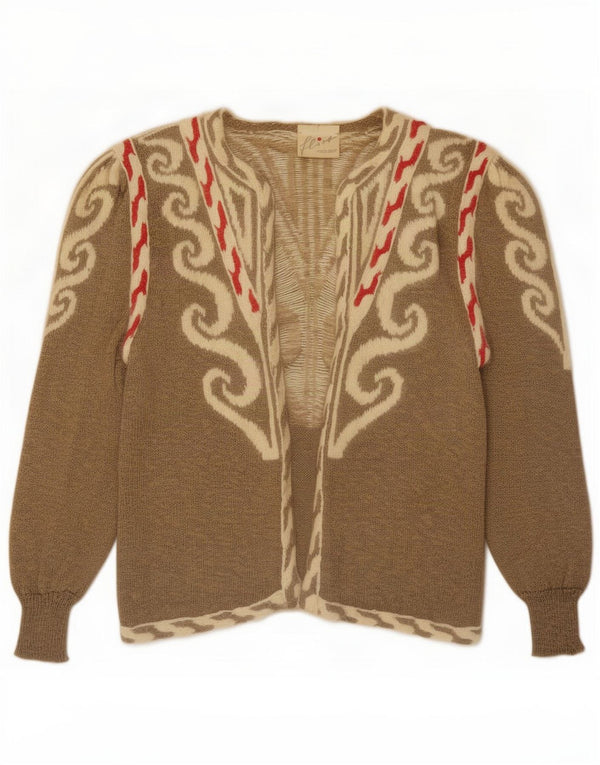 vintage Womens Open Cardigan Sweater UK 16 Grand Paisley Brun