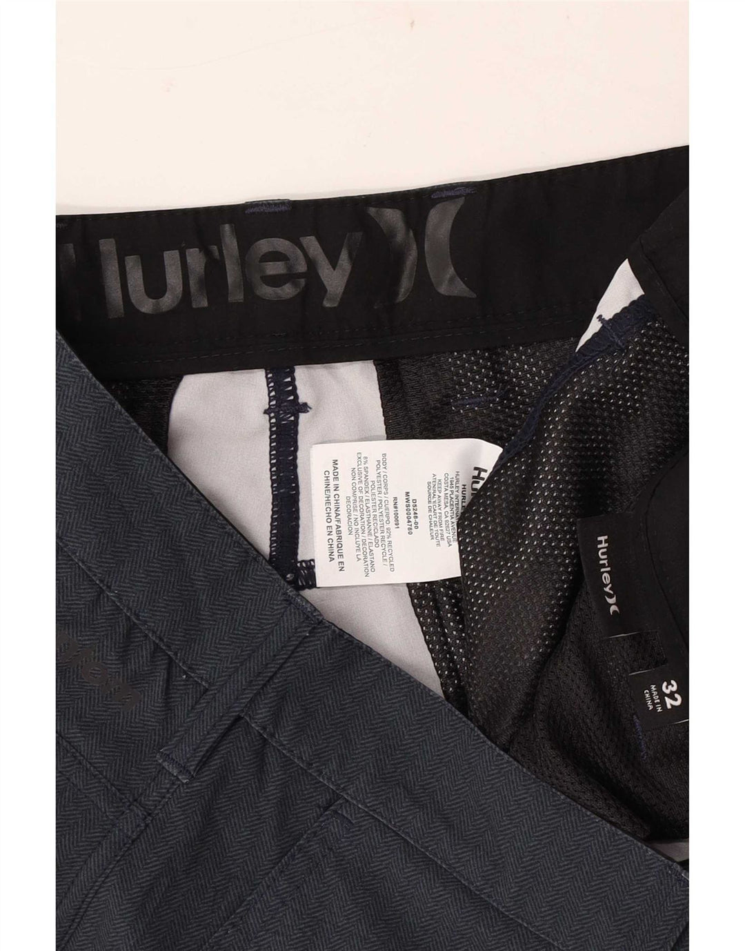 Hurley Short Chino Homme W32 Bleu Marine Moyen Polyester