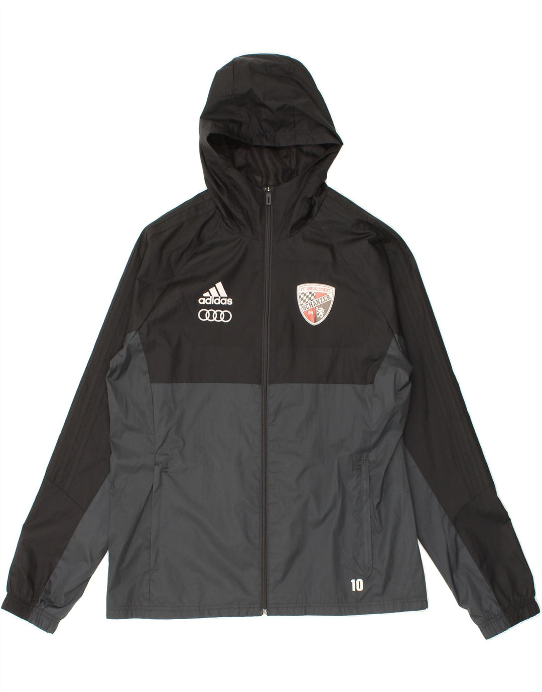 ADIDAS Veste de pluie à capuche graphique pour hommes UK 38 Medium Black Colourblock