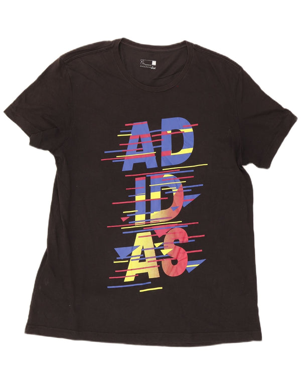 Adidas Hommes Climalite Graphic T-Shirt Top XL Noir Coton