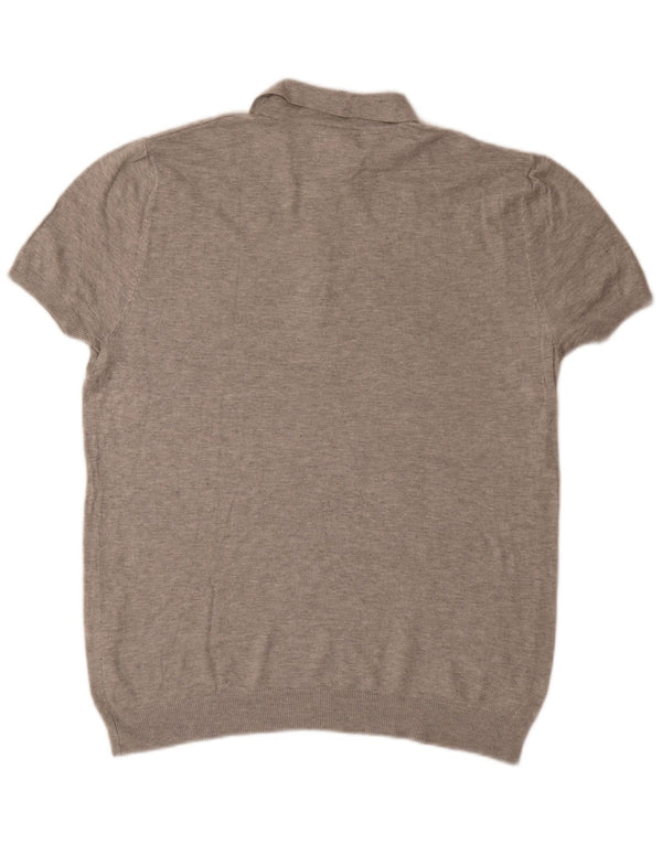 Zara Pull à manches courtes et col polo pour homme Large Gris Viscose