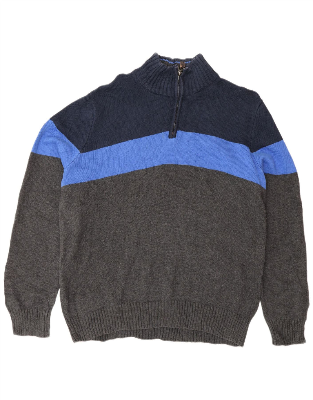 Eddie Bauer Pull à col zippé pour homme en coton color block Gris Taille L