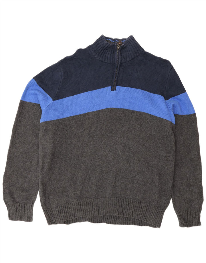 Eddie Bauer Pull à col zippé pour homme en coton color block Gris Taille L