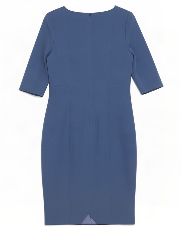 Hobbs Robe fourreau à manches 3/4 pour femme UK 10 Small Bleu Viscose