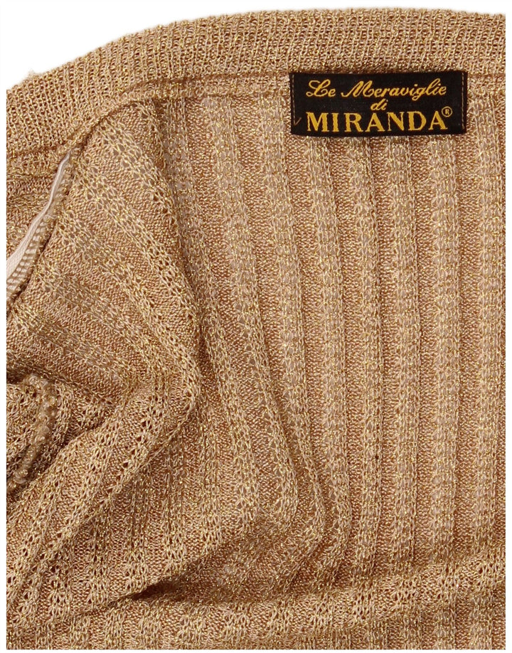 vintage Femme Open Cardigan Pull UK 12 Moyen Beige Moucheté