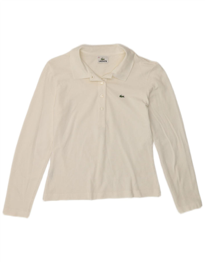Lacoste Polo à manches longues femme taille 40 coton blanc moyen