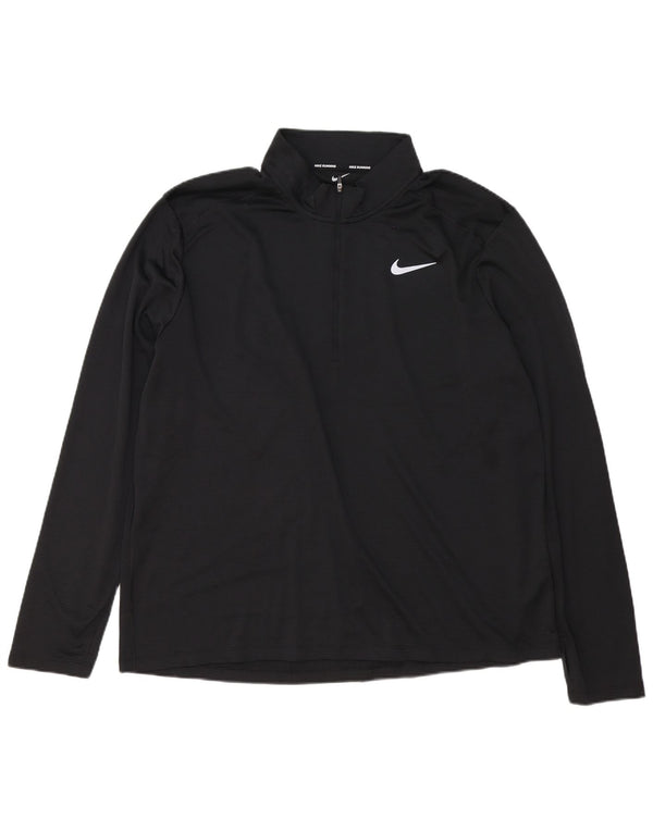 Nike Hommes Dri Fit Zip Neck Pull Survêtement Top 2XL Noir Polyester
