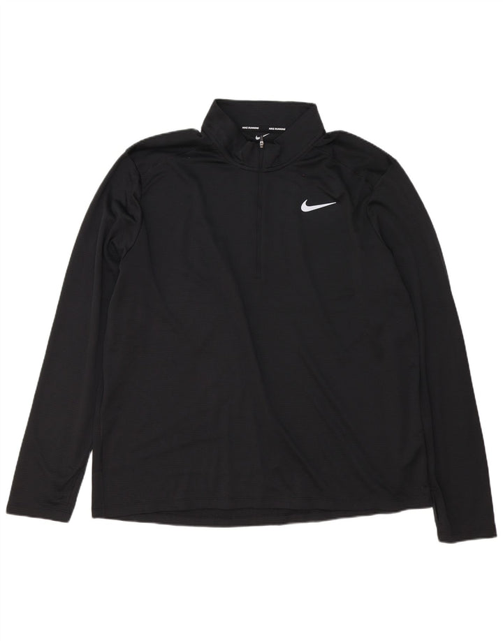 Nike Hommes Dri Fit Zip Neck Pull Survêtement Top 2XL Noir Polyester
