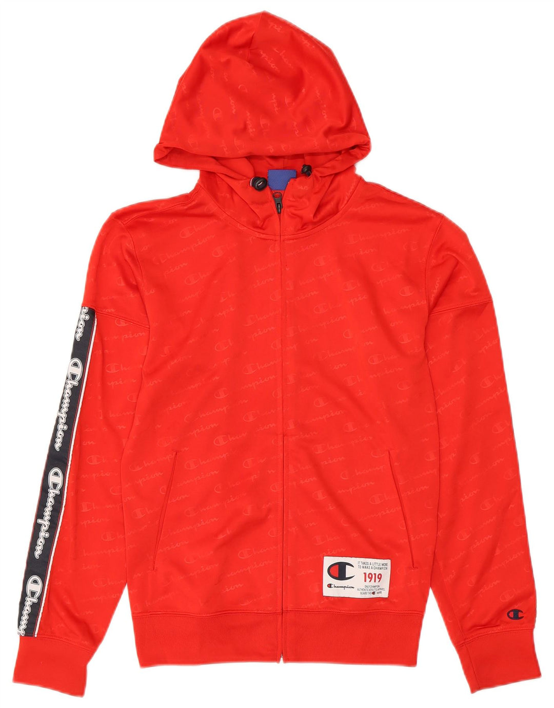 CHAMPION Pull à capuche zippé graphique pour hommes XS Rouge Colorblock Polyester