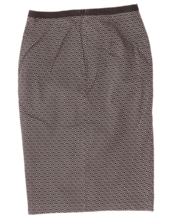Oasis Jupe mi-longue pour femme UK 10 Small W29 Noir Géométrique