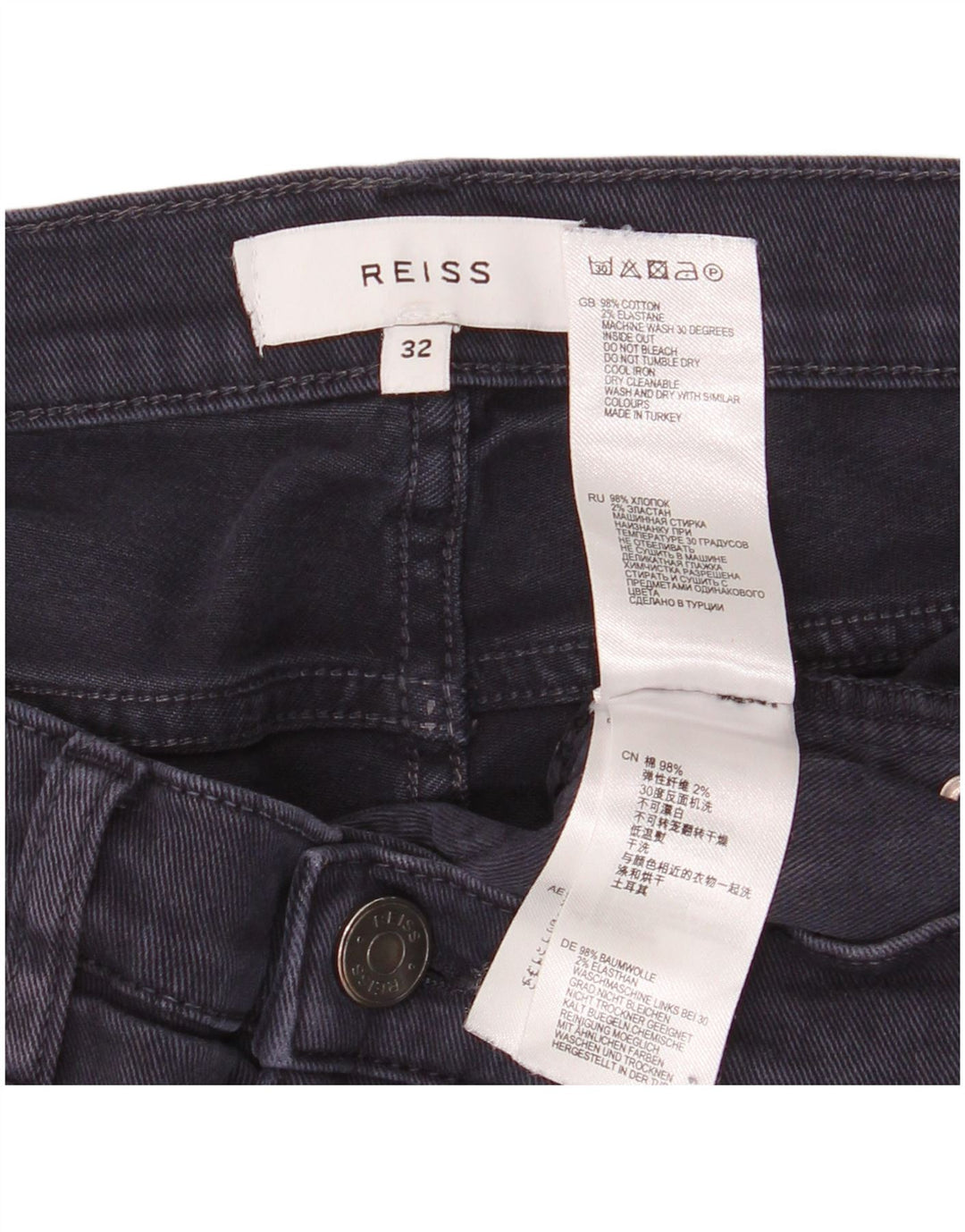 Reiss Jean droit homme W32 L33 bleu marine coton