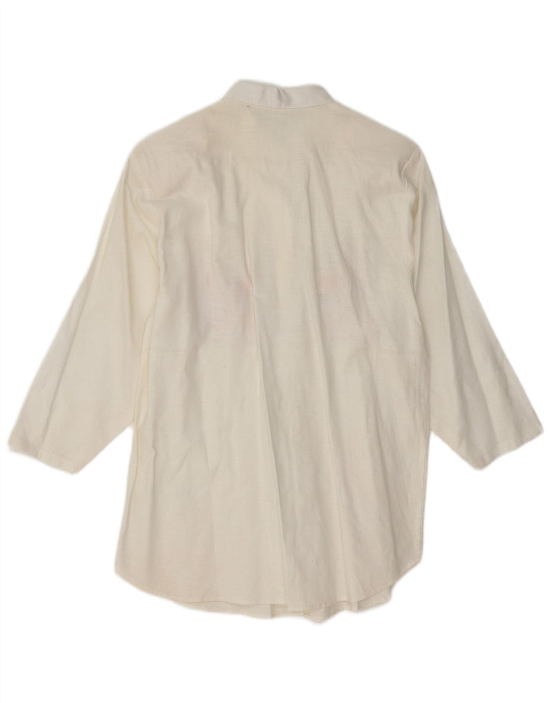 VINTAGE Femme 3/4 Manches Chemise Blouse UK 14 Moyen Blanc Floral