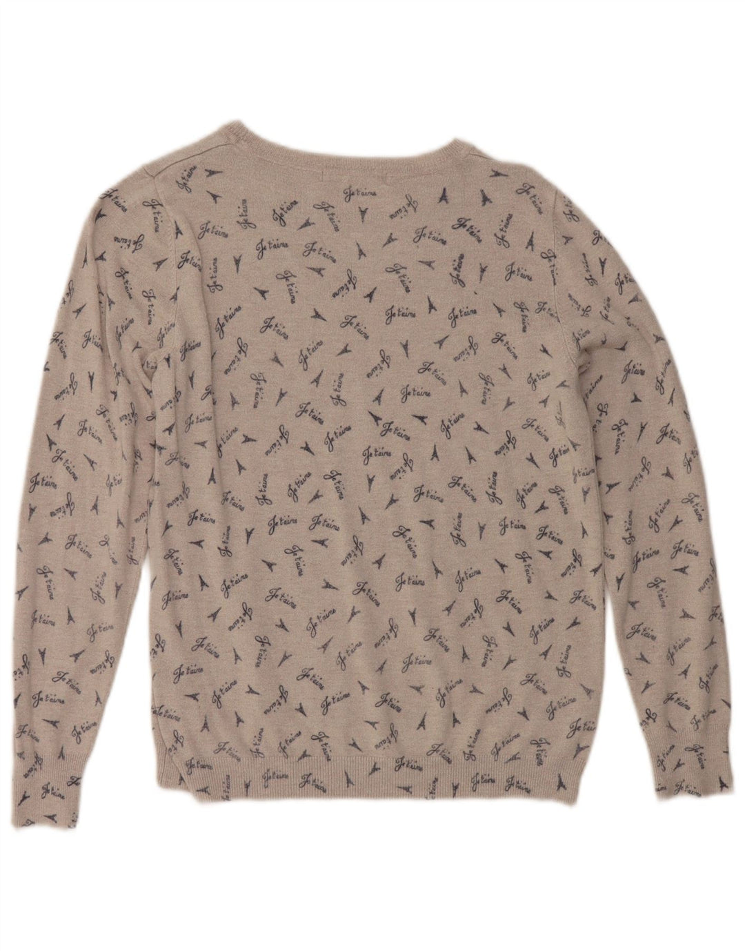 Marks & Spencer Pull graphique à col bateau pour femme UK 14 Gris moyen