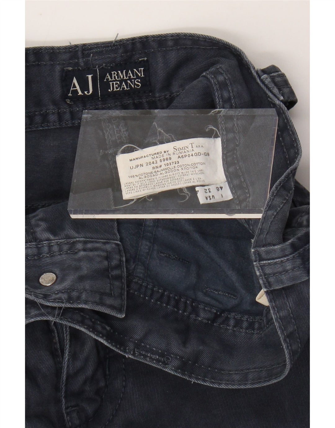 ARMANI Pantalon décontracté coupe ample pour homme IT 48 Medium W32 L30 Bleu marine