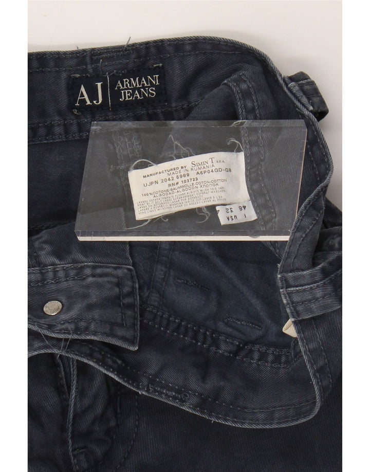 ARMANI Pantalon décontracté coupe ample pour homme IT 48 Medium W32 L30 Bleu marine