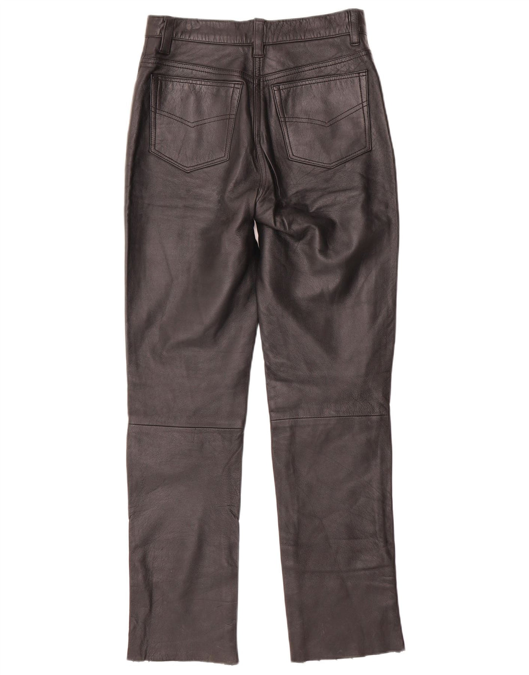 VINTAGE Pantalon Slim En Cuir Femme W28 L30 Noir