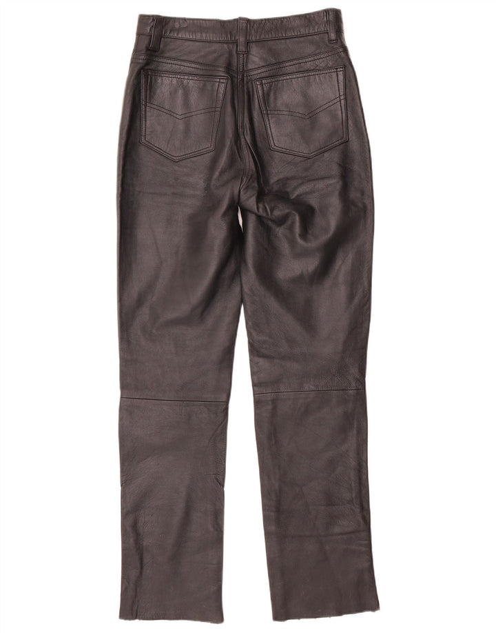 VINTAGE Pantalon Slim En Cuir Femme W28 L30 Noir